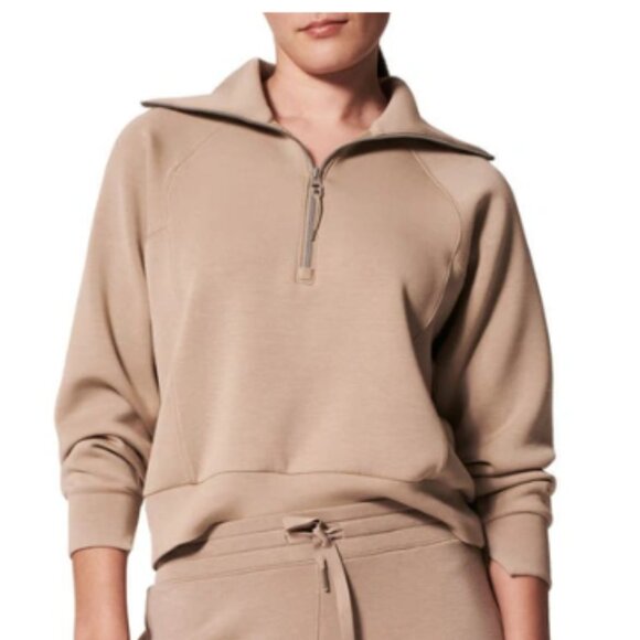Spanx AirEssentials Half Zip in Fawn Tan Beige Small - Picture 2 of 3